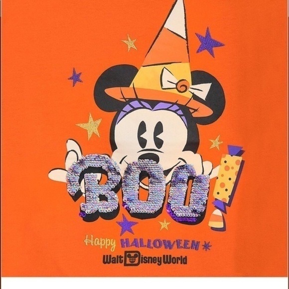WDW Disney Parks Halloween Minnie Flip Sequin Girls Shirt NWT MNSSHP Size XXS - Picture 5 of 9